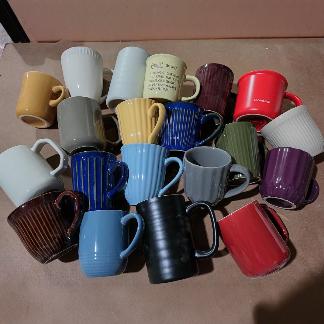 Cream Ceramic Breakfast Mug Stylish Simple Coffee Cup_voghion.com