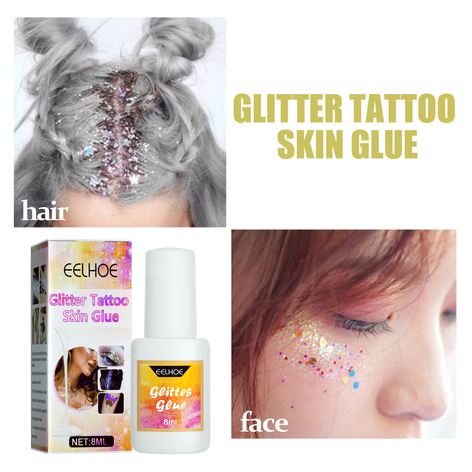 EELHOE Ansikts- och Kroppsglitter Eye Makeup Painted Tattood Skin Gel_voghion.com