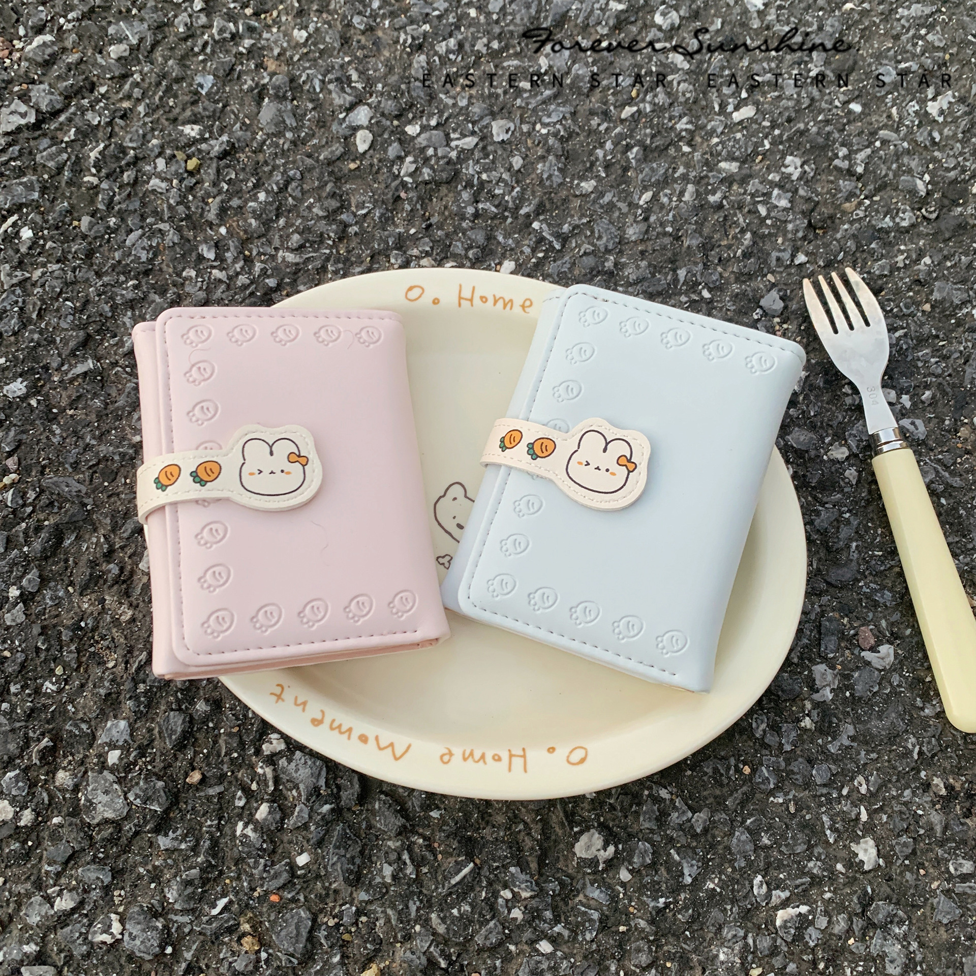 Rabbit Carrot! Cute Student Short 70% off Money PU Wallet Multi-Card Vertical ID Card Holder Coin Purse