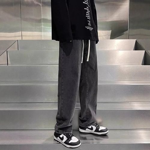 National Trend Loose Straight Leg Wide Leg Relaxed Straight Jeans for Men and Women High Street Fashion Streetwear Pants