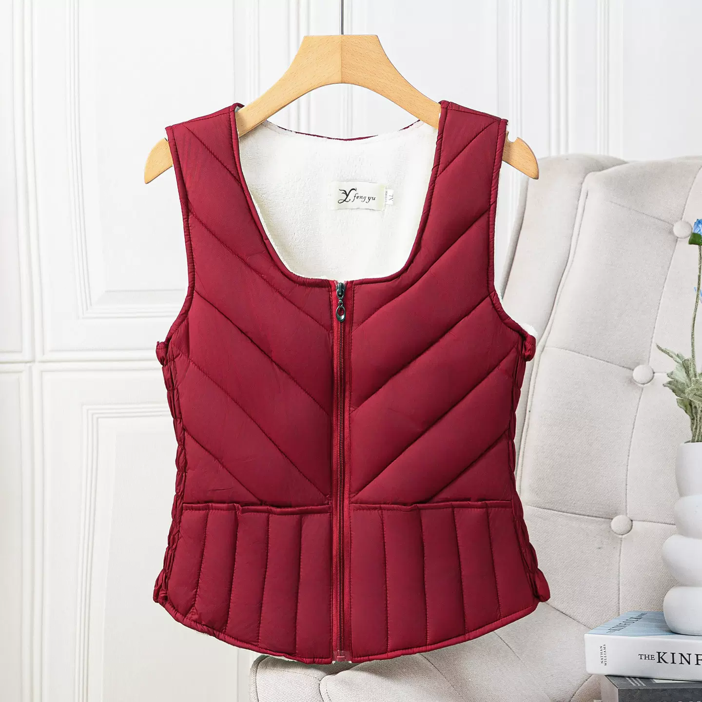 秋冬羽绒棉新款马甲女短款坎肩贴身加绒加厚内胆修身拉链保暖背心