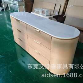 美式简约轻奢实木酒店别墅餐边柜柜台设计师款样板房大理石柜子