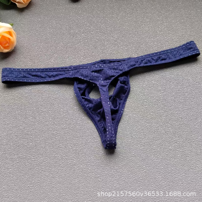 Men's Mesh Breathable G-string Pants Fashion Sexy Low Waist Front Opening Sexy T-pants Trendy Men's T-string Underwear