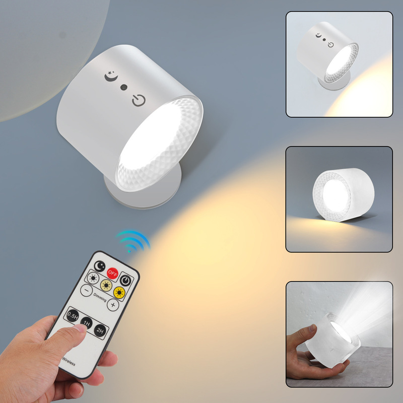 New smart magnetic wall lamp USB rechargeable three-color temperature dimmable indoor wall lamp remote control LED night light