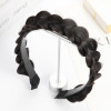 Wig with pigtail handmade, scalloped non-slip headband