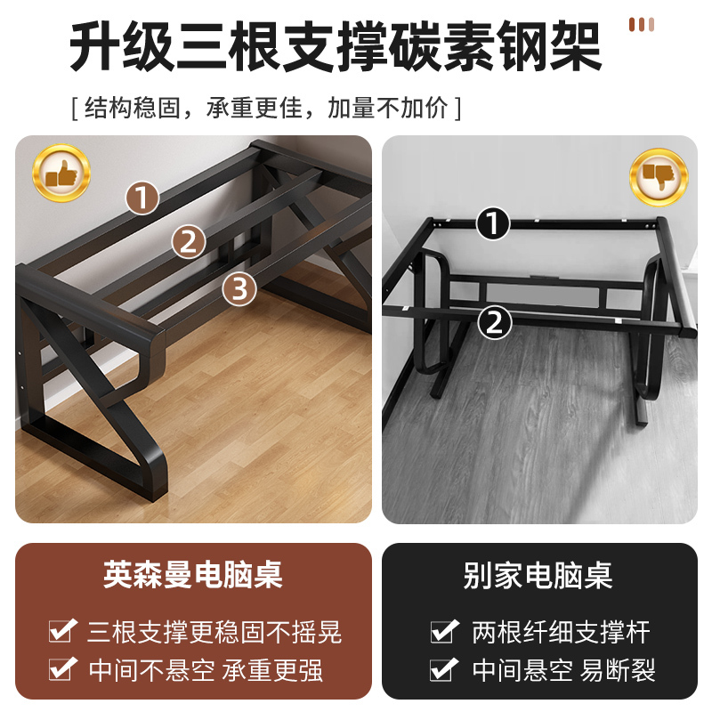 电脑桌台式卧室家用书桌学生学习桌小户型简约钢化玻璃电竞办公桌|undefined