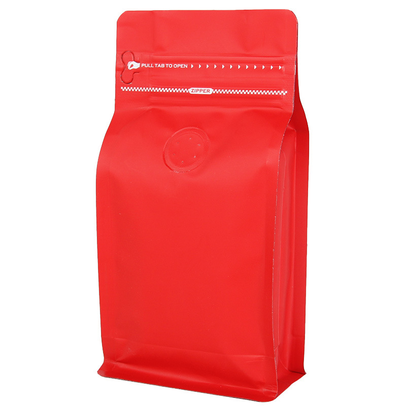 Grano de café ziplock bolsa de ocho lados sellado bolsa de papel de aluminio gato y perro comida té con válvula de aire de color bolsa de envasado de alimentos envío gratis