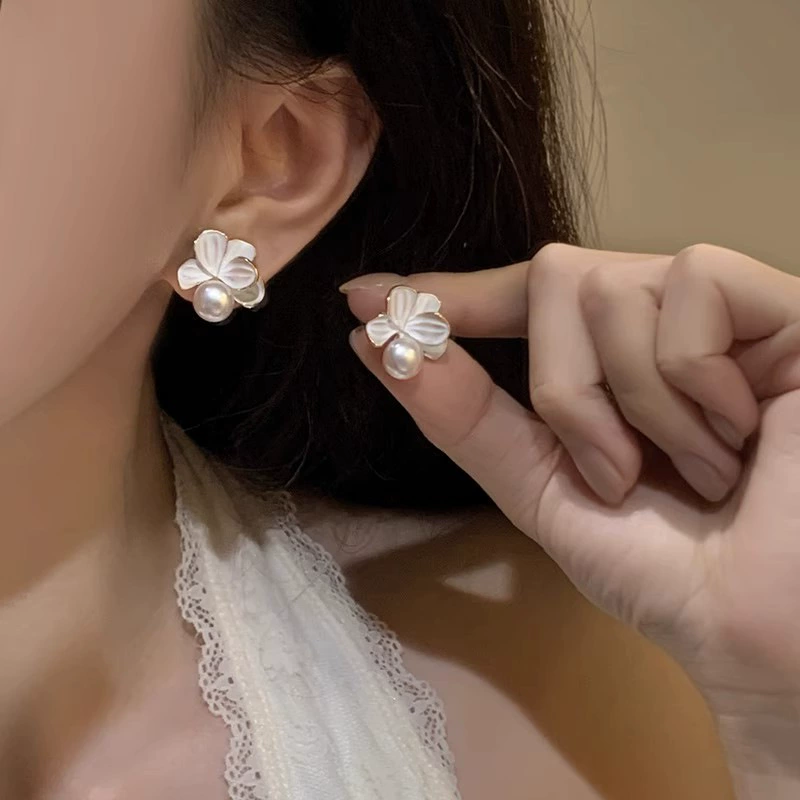 Заушные серьги из жемчуга, мушковая бусинка, серьги без прокола, французский стиль, легкая роскошь, стиль высокого качества