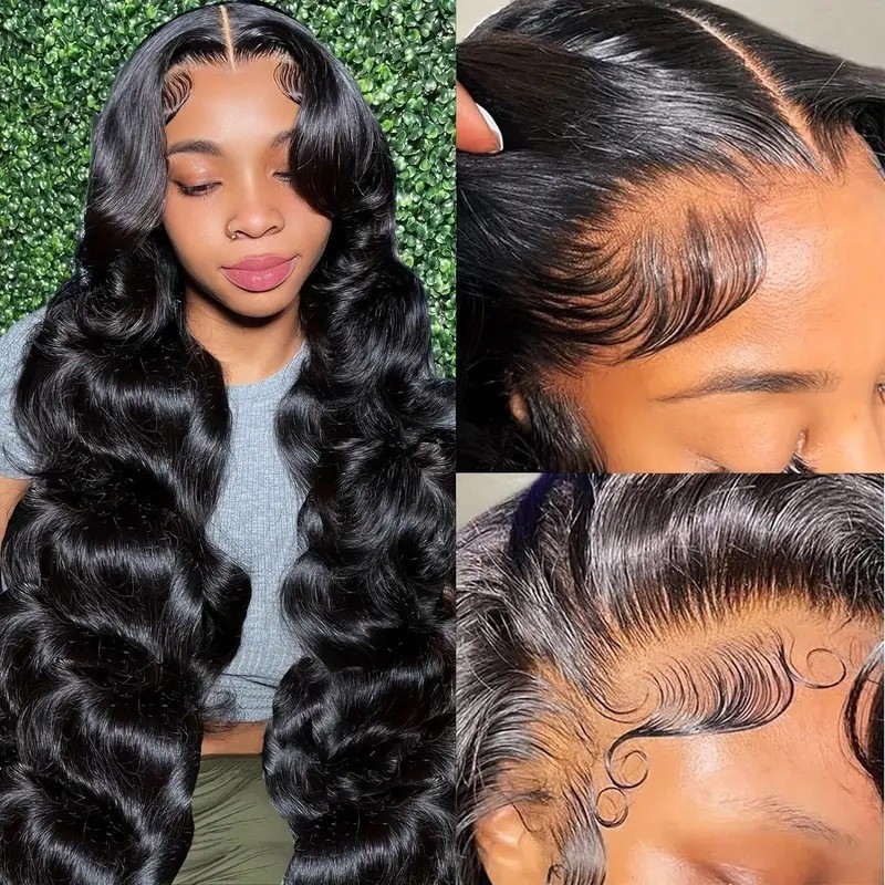 Rose Patterned Black Wavy Wig Full Head Cover Synthetic Hair Extension Best Selling_voghion.com