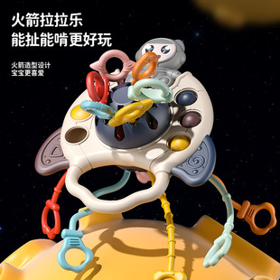 Baby flying saucer pumping rocket Lala music early education newborn toys six months baby can chew toys wholesale