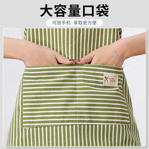 Korean style small fresh kitchen men and women's cooking breathable apron cotton summer fashionable waist waist cotton coveralls workclothes