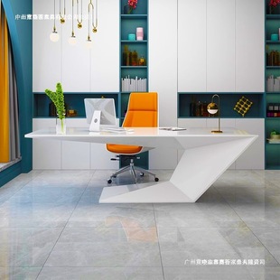 Hospital Medical Beauty Consultation Table, Painted Boss Desk, Simple Modern Light Luxury Reception Table and Chairs, White Negotiation Table