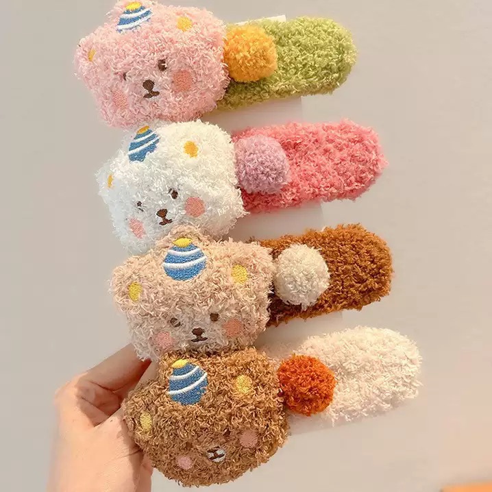 Super Sweet and Versatile Plush Pudding Bear Cute Cat Duckbill Clip Large Hairpin Hair Accessory 2025 New Style for the Back of the Head