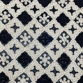 外贸高端女装布料亮片镂空格子蕾丝花边面料Luxury  Lace Fabric
