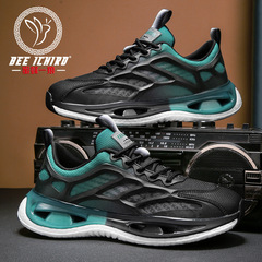 《蜜蜂一狼》品牌男鞋四季新款休閒透氣跑步鞋軟底增高漸變老爹鞋
