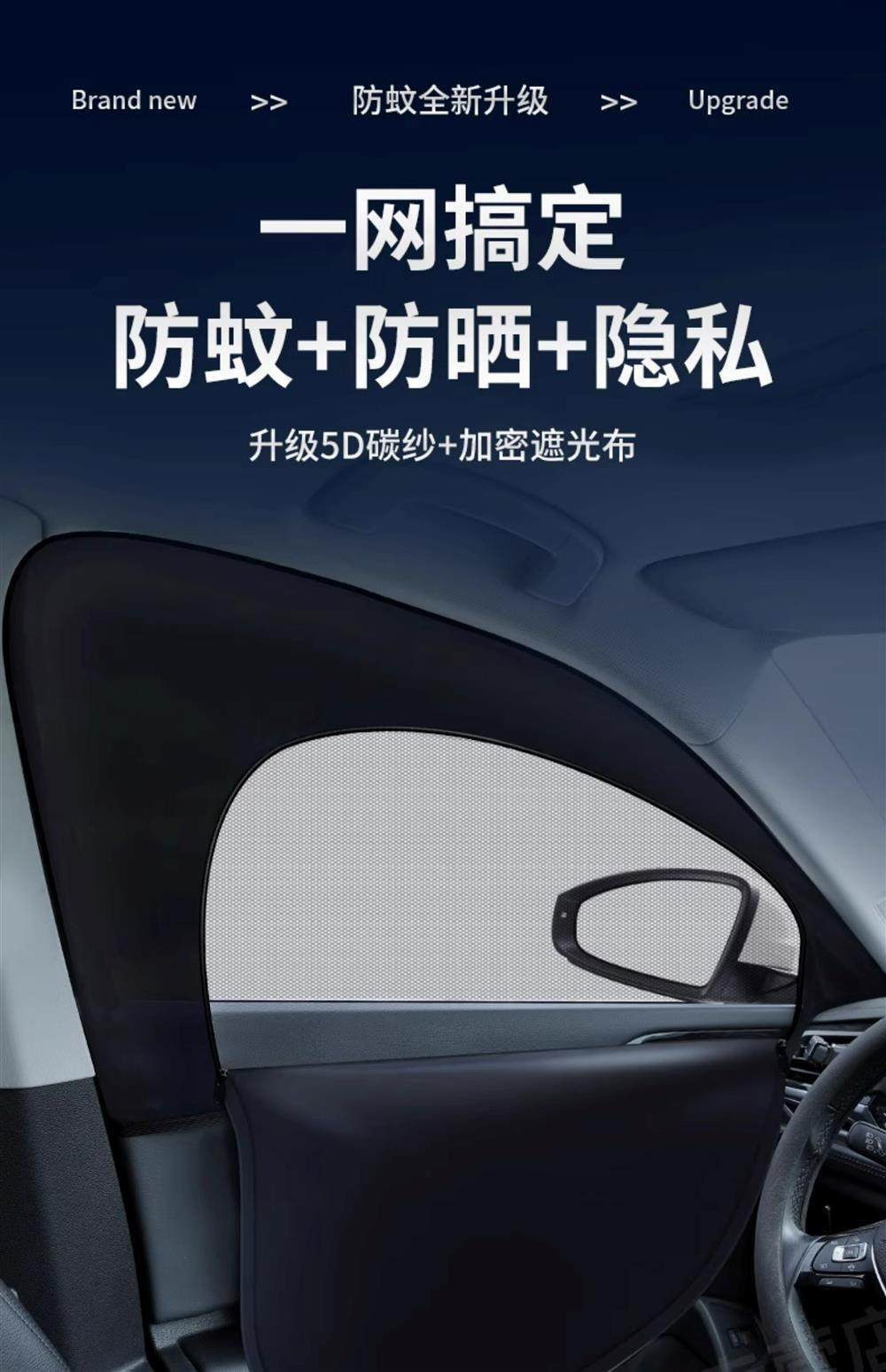 Car Window Mosquito Net, Car Mosquito Screen, Sunshade Curtain, Sun Protection Car Window Screen, Privacy and Insect-Proof