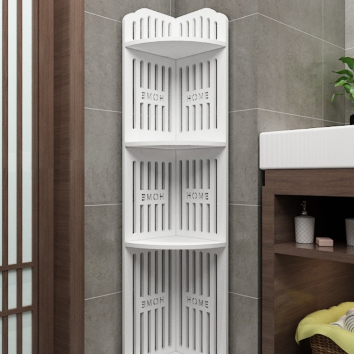 卫生间置物架置地式浴室转角收纳架三脚架洗澡洗手间厕所多层架子