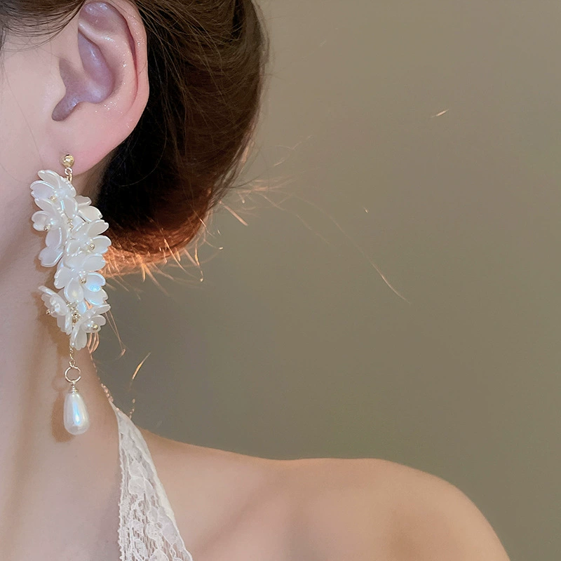 Серьги Baoyu bow & flower коллекция, французский лёгко-люкс стиль с жемчужной отделкой