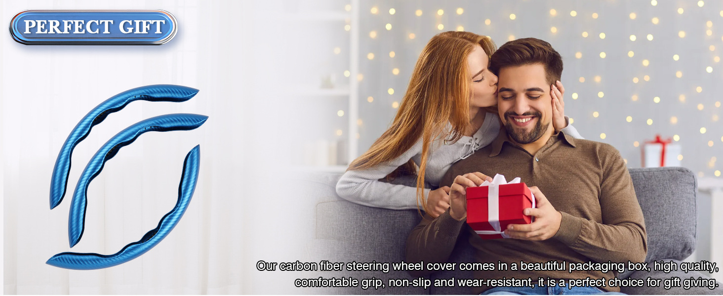 Cross-border car carbon fiber steering wheel cover three-piece non-slip wear-resistant butterfly wing design sports wind buckle