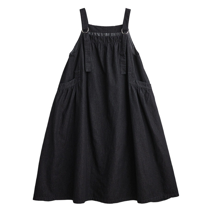 2026 Spring/Summer/Autumn Long Skirt Retro Loose Slimming Denim Strap Dress Long Flared Dress