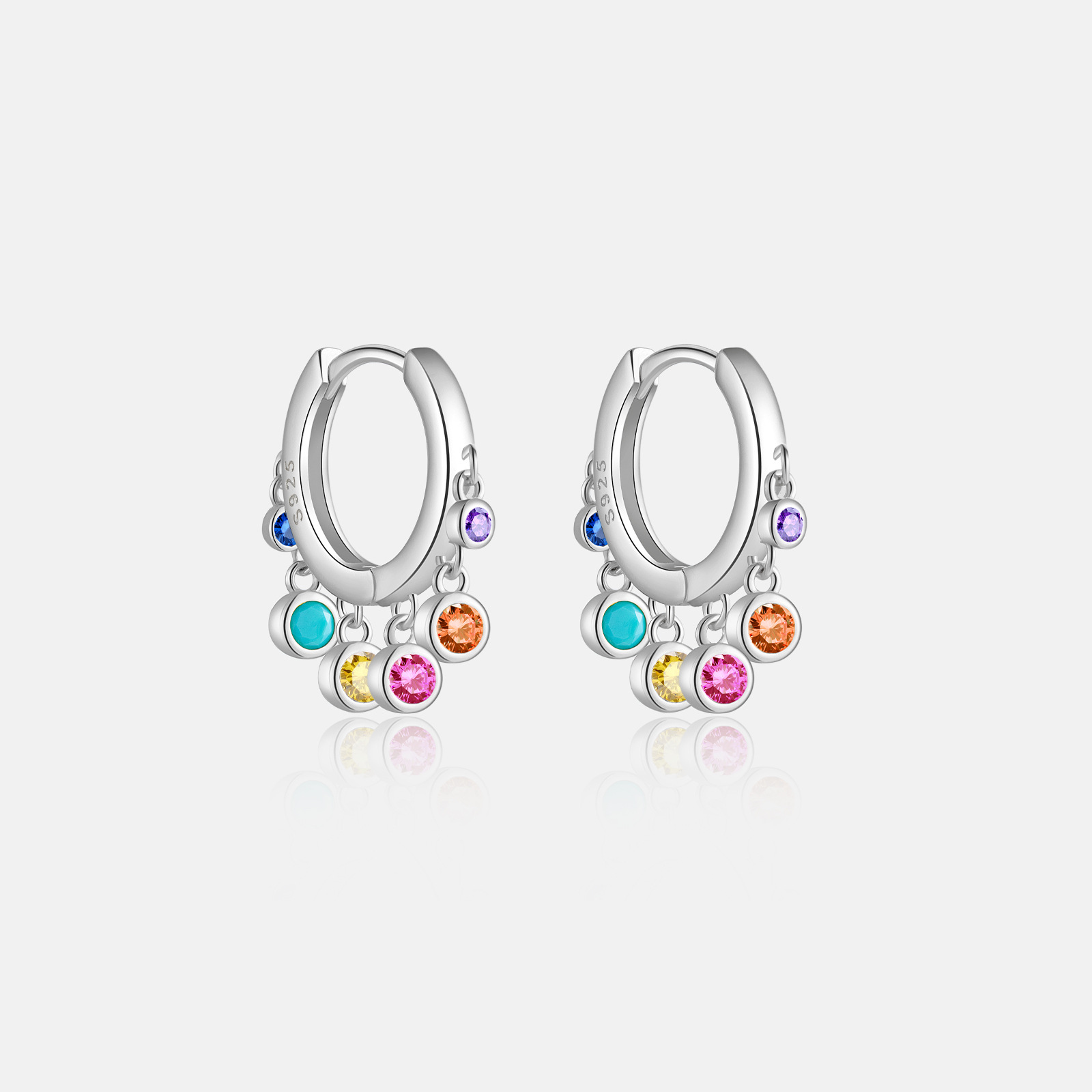 Holiday, Daily Occasion 925 Sterling Silver Material 1 Pair 18K Gold Plated 925 Sterling Silver Zircon Round Drop Earrings