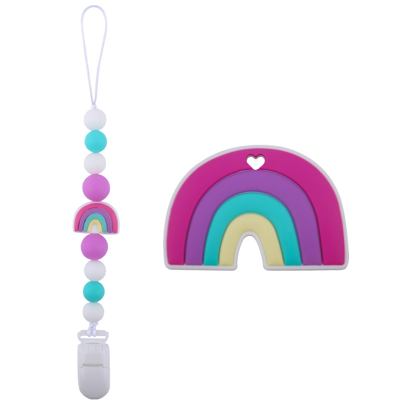 Bebé suministros chupete cadena creativa dibujos animados silicona teether palo traje de juguete