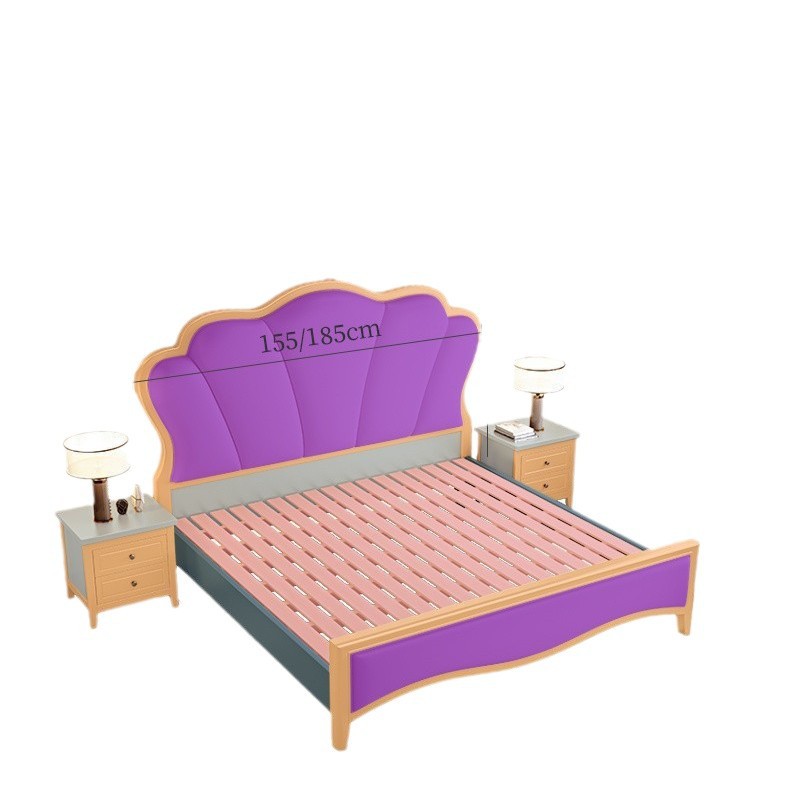 Luz de lujo cama principal cama de pétales suave cama de matrimonio lujosa cama de madera maciza americana campesina cama doble 1.8m 1.5m