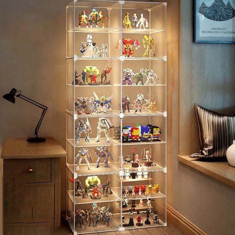Display cabinet for figurines, Lego bricks, transparent storage box, home-use imitation acrylic toy dustproof model display shelf Display cabinet for figurines, Lego bricks, transparent storage box, home-use imitation acrylic toy dustproof model display shelf