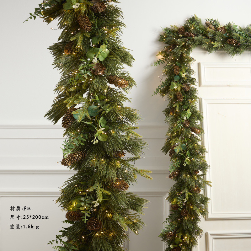 Nuevas decoraciones de Navidad transfronterizas de corona de flores de pe varilla puerta colgante de pared ventanas de diseño de props de disparo