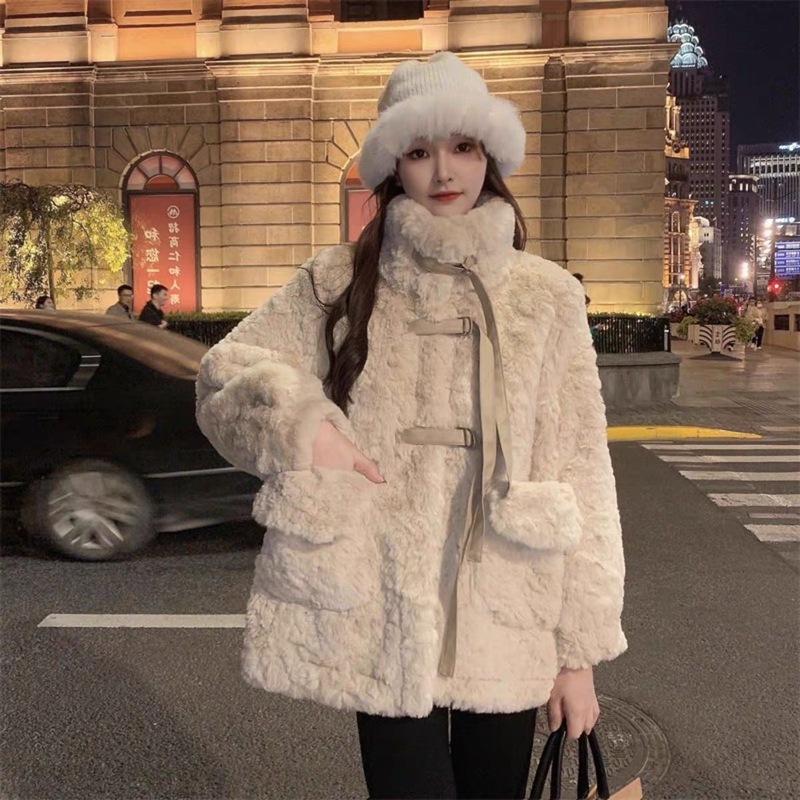 皮毛一体羊毛羔外套女冬2025新款皮草中长款宽松加绒加厚大衣棉服|undefined