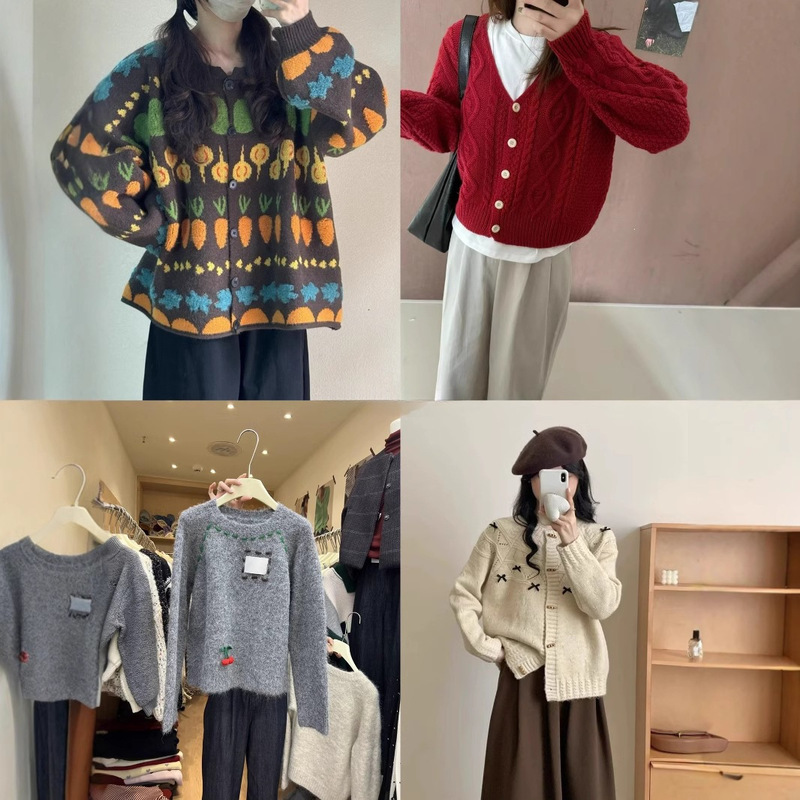 2026 Designer Knit Sweater for Women, Autumn and Winter Korean Style Knit Pullover Cardigan Jacket Women's Clothing