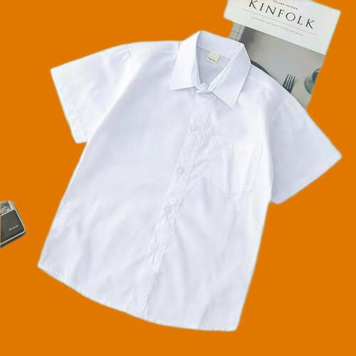 Boy's short-sleeve white shirt, girl's short-sleeve white shirt, student uniform for boys and girls, short-sleeve white shirt for performance costumes