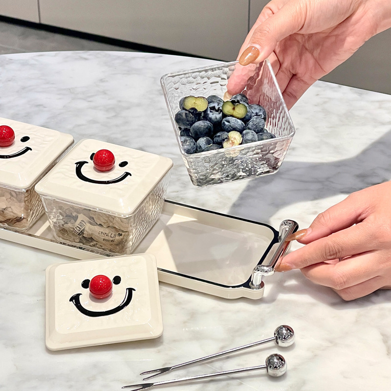 国境を越えた食品収納ケースネット赤高颜値蓋付き間食ドライフルーツ箱客間果物収納ケーストレイ付き|undefined