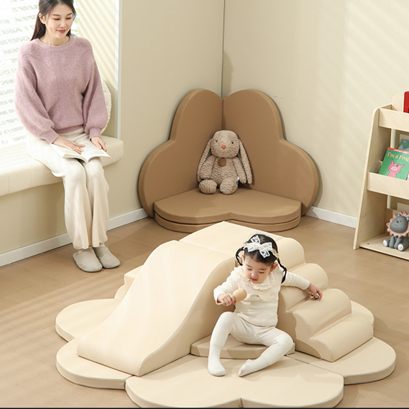 Equipos de entrenamiento sensorial personalizados para niños domésticos de escalada infantil ayuda educativa para bebés combinación de tobogan de escalada suave