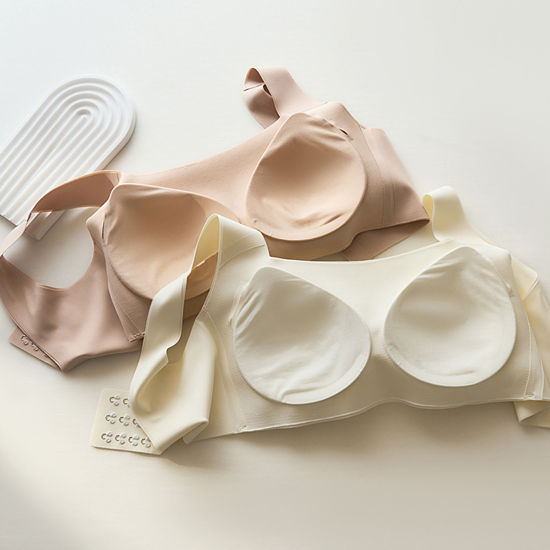 여성용 멀버리 실크 조끼형 무봉제 속옷, 통기성 좋은 아이스 실크, 리얼 실크, 노와이어 푸쉬업 브라, 무압력