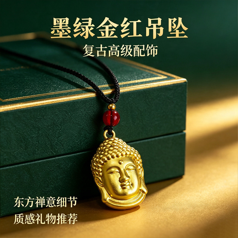 Custom-made finely crafted embossed Buddha amulet pendant, adjustable woven pendant for daily commuting Custom-made finely crafted embossed Buddha amulet pendant, adjustable woven pendant for daily commuting