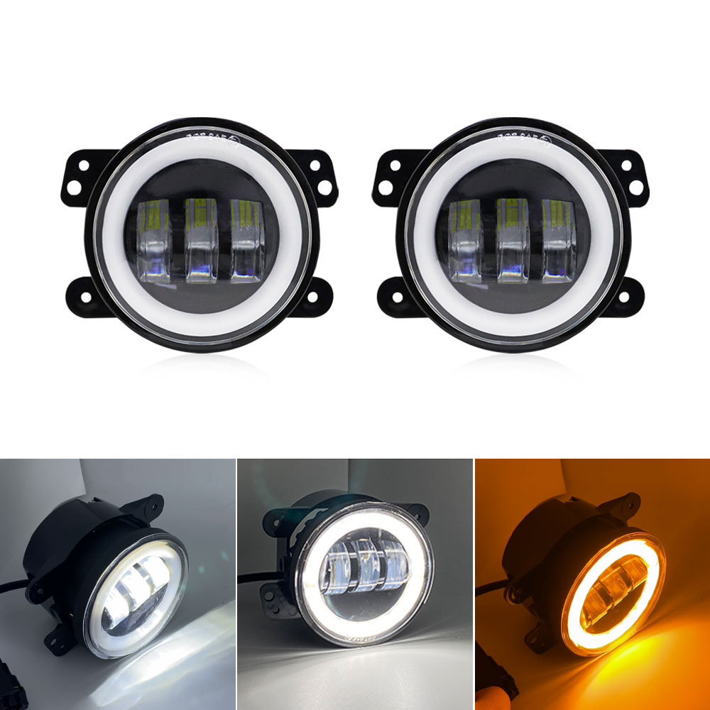 Cross-Border Applicable Jeep Wrangler Dodge 4-Inch 30W Led Fog Light Guide Jk Tj Front Bumper Light Car Fog Light