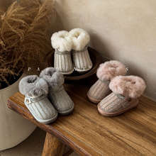 宝宝棉靴加厚冬季2025新款女小童雪地靴女孩保暖靴子兔毛一件代发
