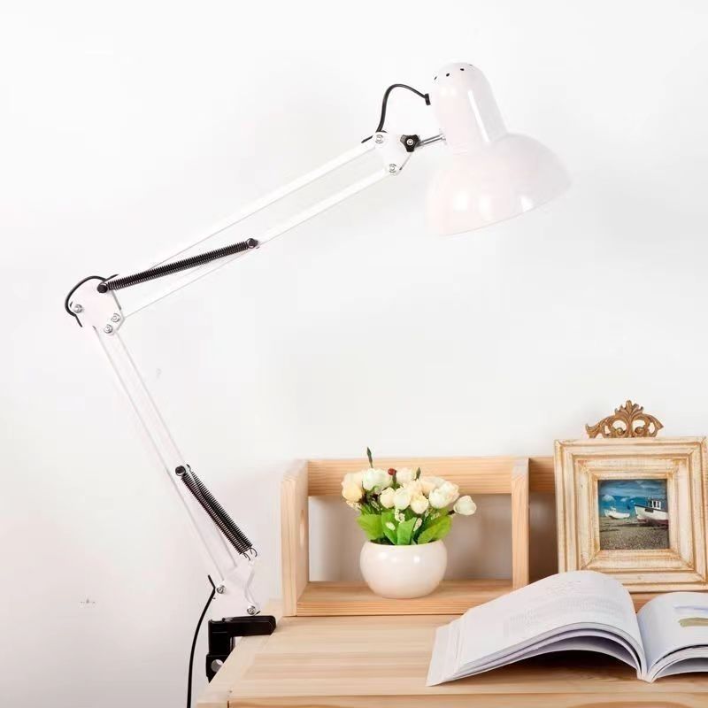 Lámpara de escritorio de trabajo Lámpara de noche plegable dormitorio estudio lámpara de lectura LED lámpara de uñas iluminación escritorio lámpara de mesa led brazo largo