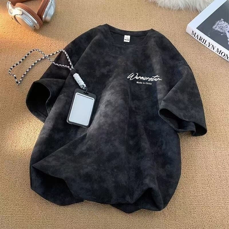 Trendy Cool Half-Sleeve Top, Trendy Heavy-Duty Tie-Dye Short-Sleeve T-Shirt for Men, Summer American-Style Loose Men's Short-Sleeve T-Shirt