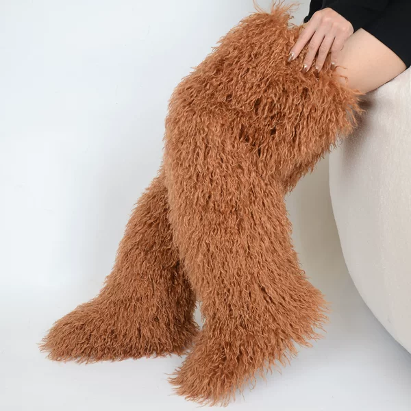 New Cross-Border Over-The-Knee Faux Shearling Wool Snow Boots 72cm Thigh-High Outdoor Warm Fur Boots Snow Boots