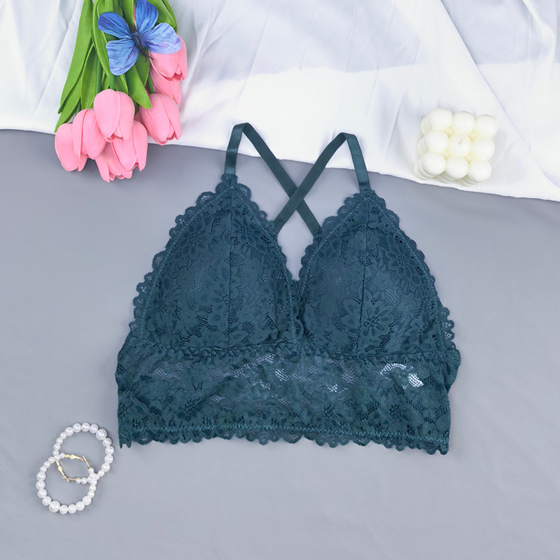Cross-border sin anillo de acero hermosa espalda cruzada bra de pecho pequeño encaje sexy ropa interior de mujer verano delgada