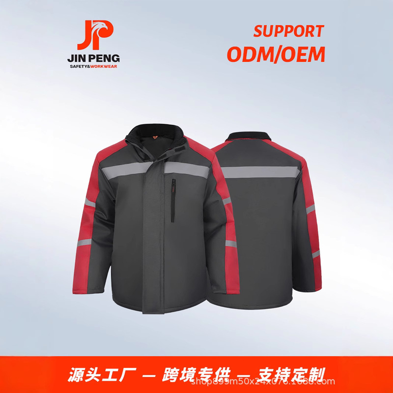 Customized Foreign Trade Export Cross-Border Jacket Cotton Multi-Functional Pocket Reflective Strip Safety Work Clothes