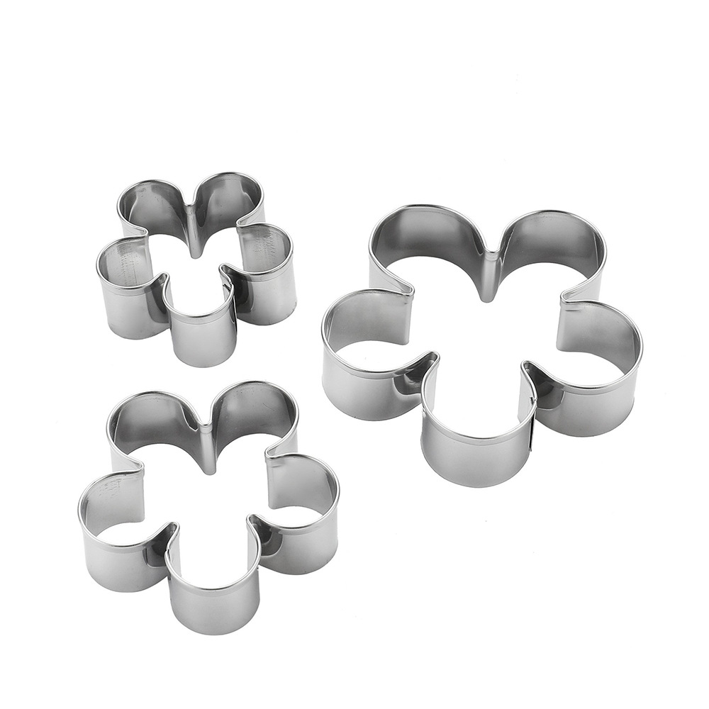 Rosa flor de ciruelo flor de azúcar molde de corte de pastel herramienta de bricolaje molde de pétalo de acero inoxidable molde de corte juego de 3 piezas A369