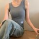 Spring and summer 2025 new simple bottoming vest women's chest pad top short Joker knitted beautiful back wholesale