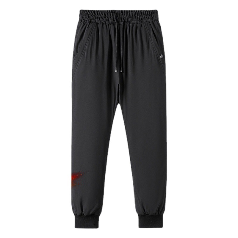 Cross-Border New down pants men's cold-proof thickened plus size Safety sports new winter loose solid color black trousers
