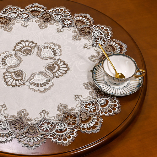 Fresh lace small round table tablecloth round tablecloth coffee table cloth white fabric anti-scalding mat simple European style home