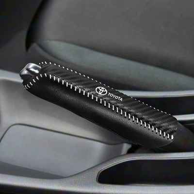 Cross-Border Applicable Leather Protective Sürətlər qutusu və əl tormozu başlıqları - toyota-handbrake-cover-carbon-fiber