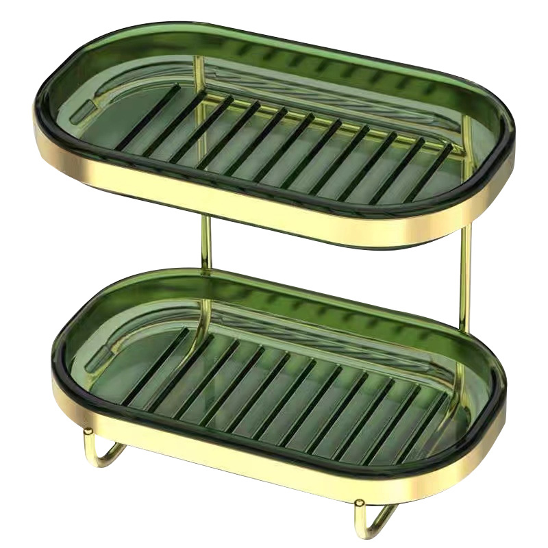 Nuevo estante de almacenamiento de doble capa para jabón de baño, para cajas de jabón y jabón de lavar, se monta en la pared sin taladrar.