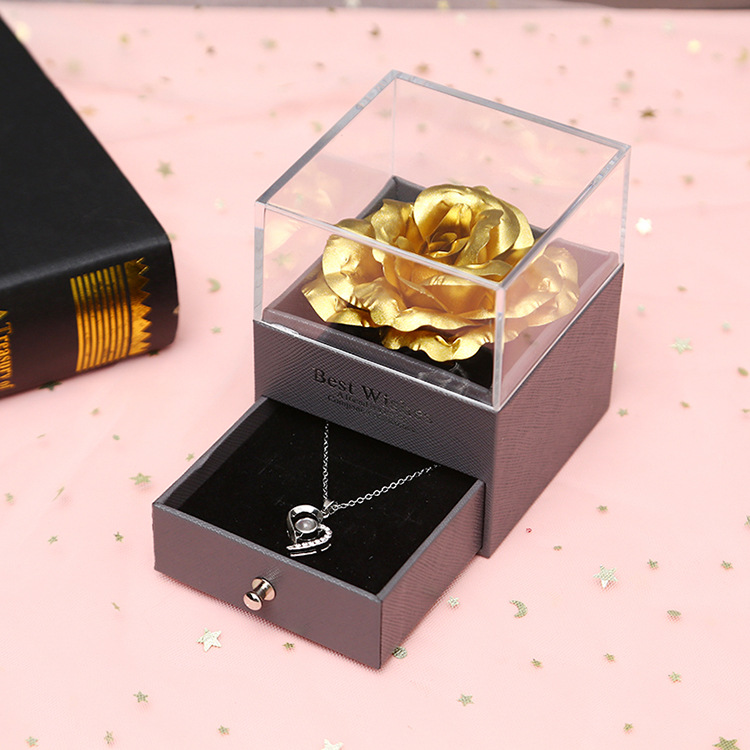 Colorido oro rosa collar joyería caja de regalo del Día de San Valentín perla cristal pulsera traje Amazon nuevo